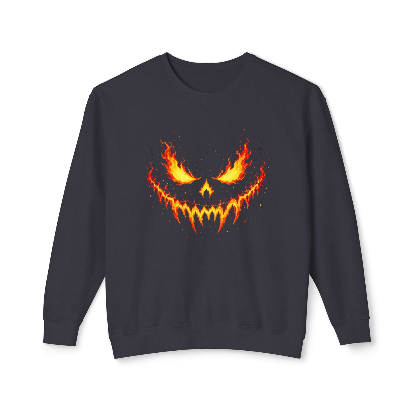 Flaming Pumpkin Face Embroidered Sweatshirt