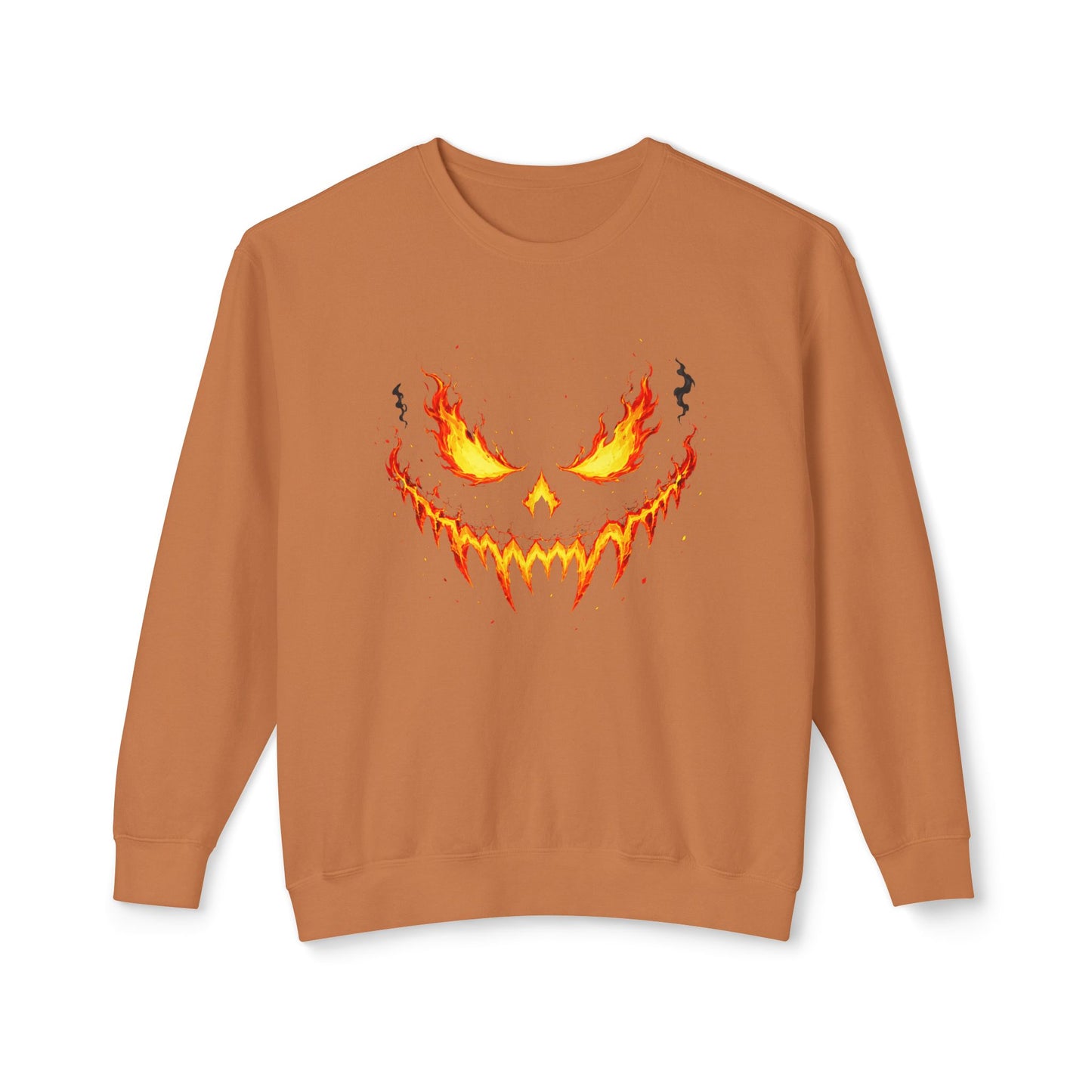 Flaming Pumpkin Face Embroidered Sweatshirt